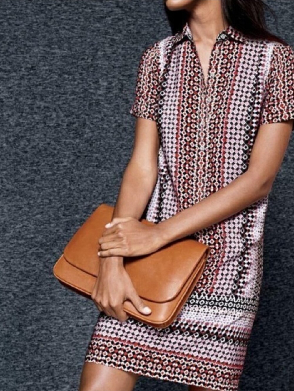 J CREW | Silk Shirt Dress Geometric Print